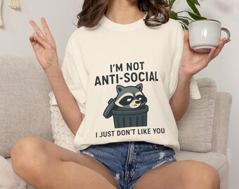 Raccoon Trash Can Shirt, Sarcastic Introvert Humor Tee