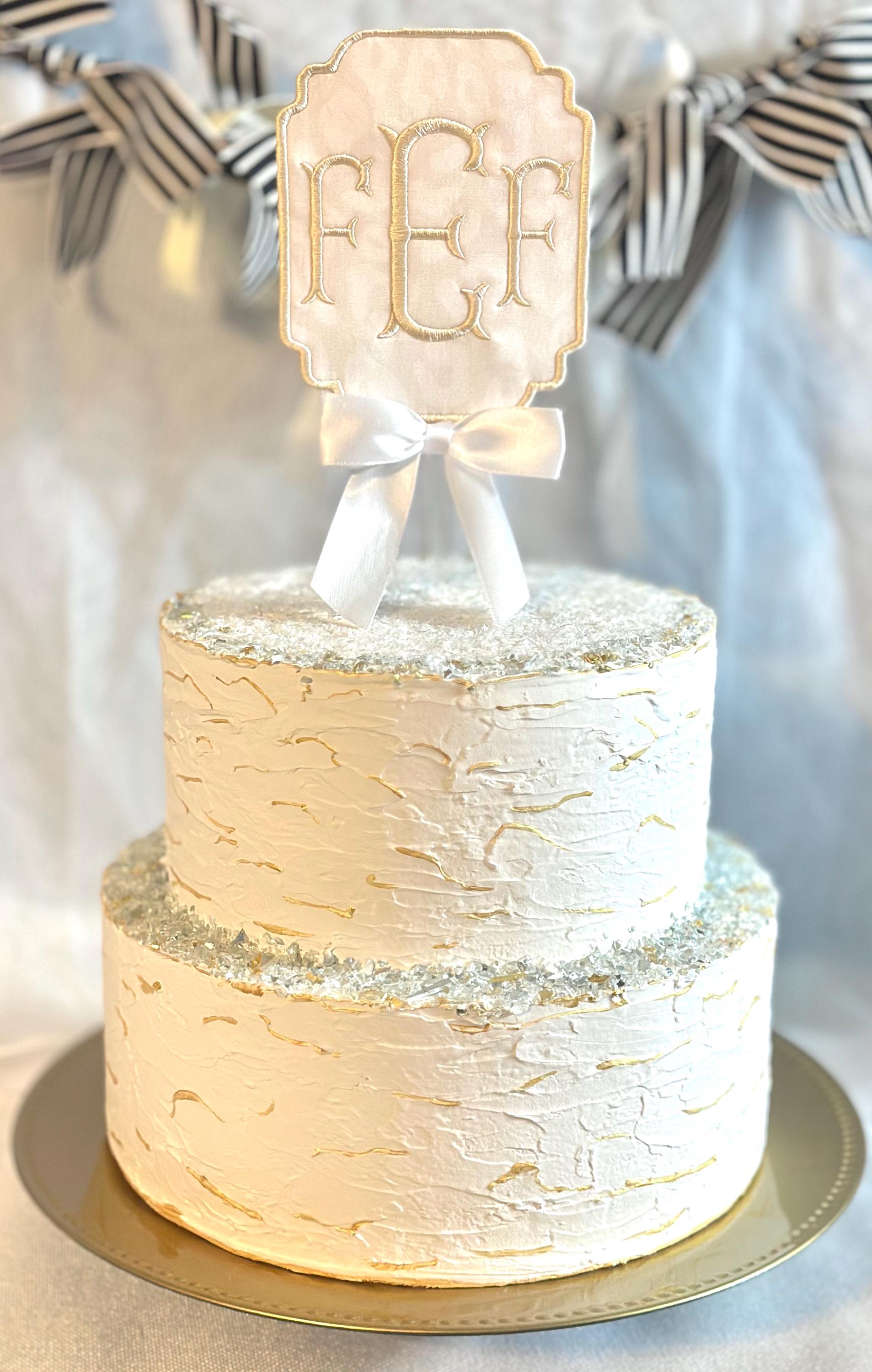 Customizable Monogram Embroidery Cake Topper - Etsy