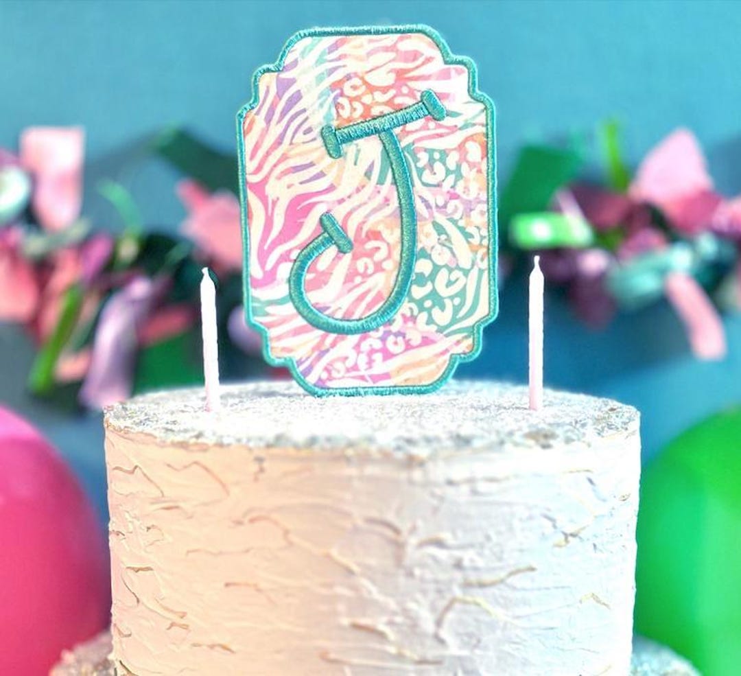 Customizable Monogram Embroidery Cake Topper - Etsy