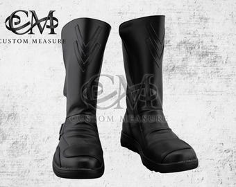 Handmade Men’s Black Leather Darth Maul Cosplay Boots, Dark Warrior Costume Boots
