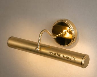 Luminária de parede vintage em latão maciço de 35,5 cm (14") - Luminária de parede antiga para arte, iluminação ajustável para galerias, luminária clássica para banheiro, com fiação elétrica.