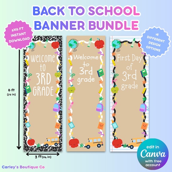 First Day of School Banner Bundle | Editable Canva Templates (Digital Download)