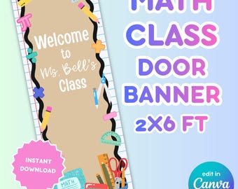 Striscione per la porta dell'aula di matematica / Decorazione di benvenuto modificabile (download digitale)