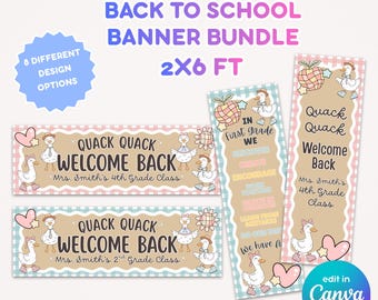 Pacchetto di striscioni a tema oche per la classe / Decorazioni personalizzabili per il ritorno a scuola (download digitale)