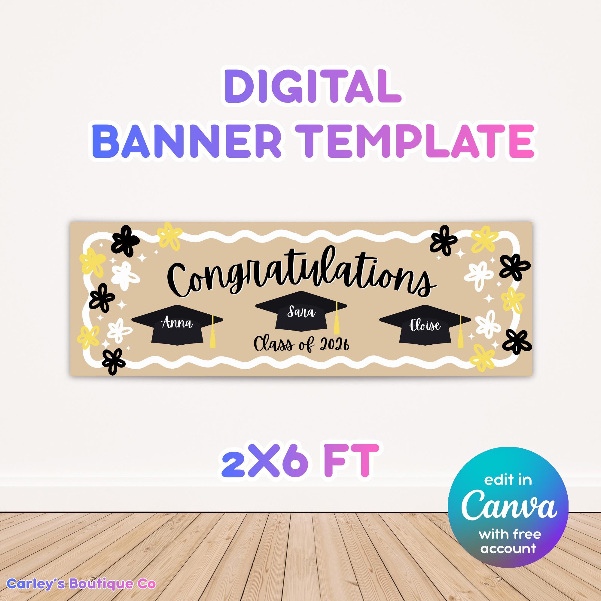 Customizable Graduation Banner Template | Multiple Graduates ...