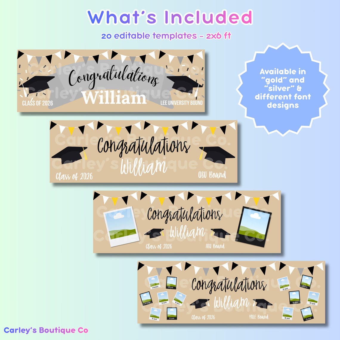 Customizable Graduation Banner Template | 2x6 FT Editable Canva Design ...