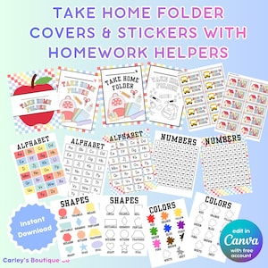 Take Home Folder Covers, Stickers & Homework Helpers | Back to School Printable (Digital Download)