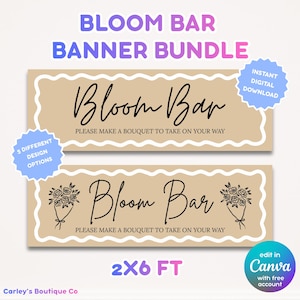 Plantilla de letrero para bar de flores / Banner para bar de flores (Descarga instantánea)