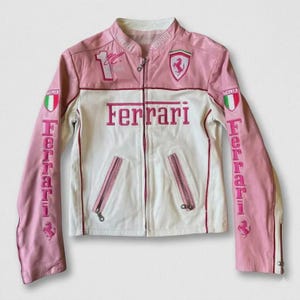 Ferrari フェラーリ レザージャケット 未使用 M ピンク×ホワイト Pink Ferrari Jacket - Etsy