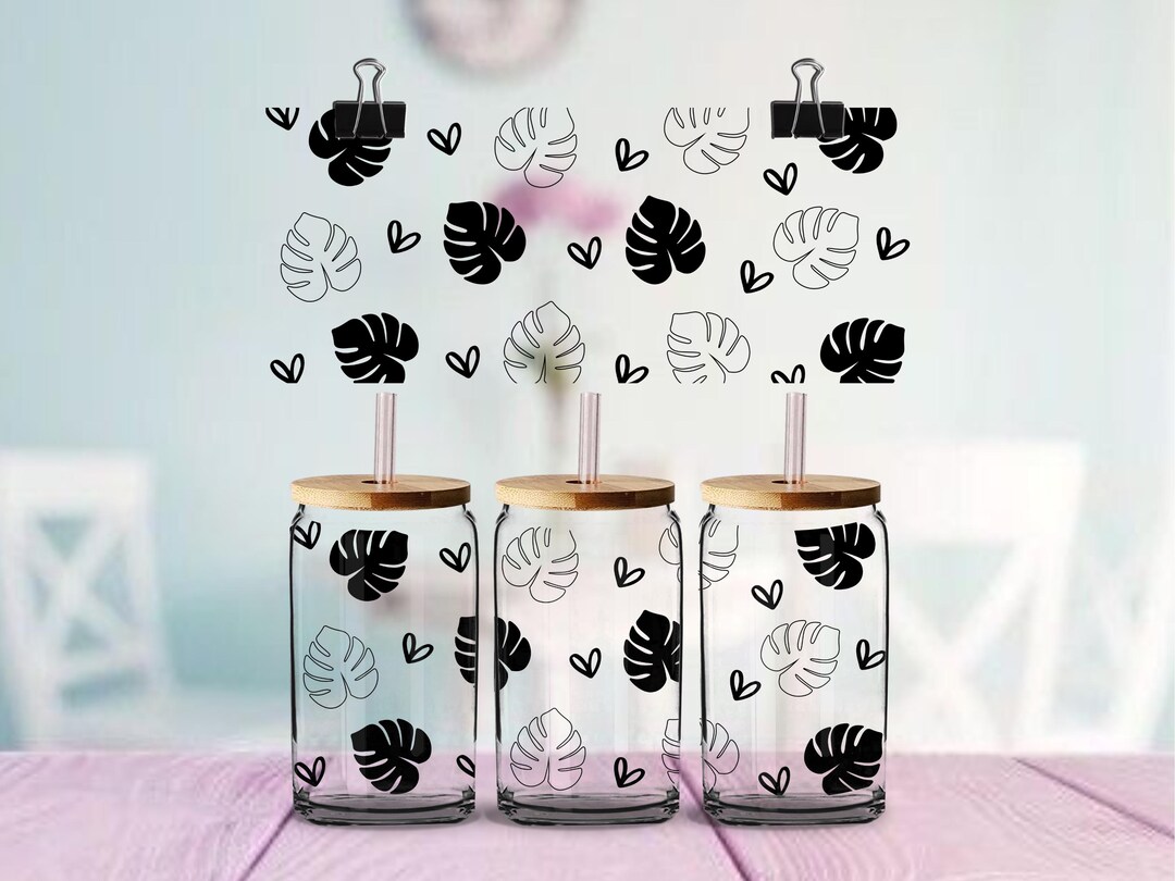 Monstera Leaves 16oz Cup Wrap | UV DTF Wrap for Cups | Ready to Apply ...