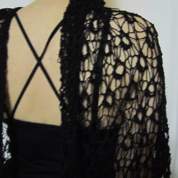 Silk/viscose blend  wide shawl in black
