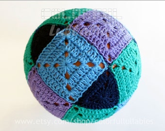 Crochet Square and Triangle Ball Pattern-Rhombicuboctahedron. Ball pillow, ball toy, round pillow cover, bedroom pillow,crochet sphere