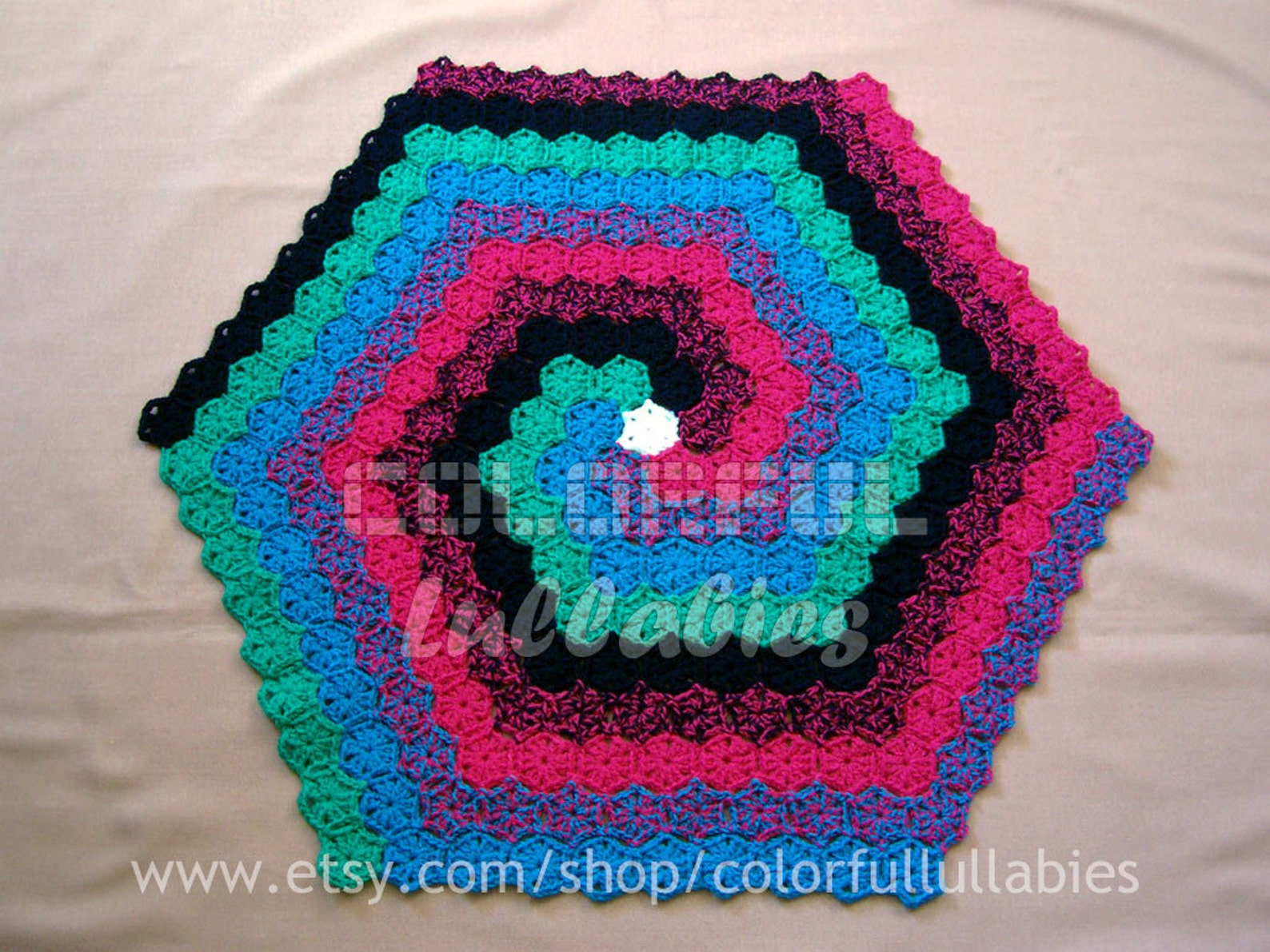 Crochet Hexagon Spiral Rug Pattern. English and Spanish Pattern. Motifs