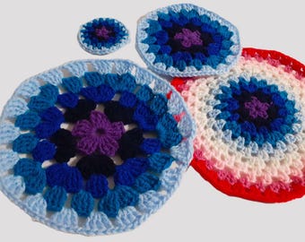 Crochet Granny Circle Patterns – Sc, hdc, dc and tr stitches (PDF Pattern)