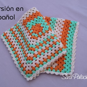 PDF Crochet Pattern. Asymmetrical granny square. Spanish Version