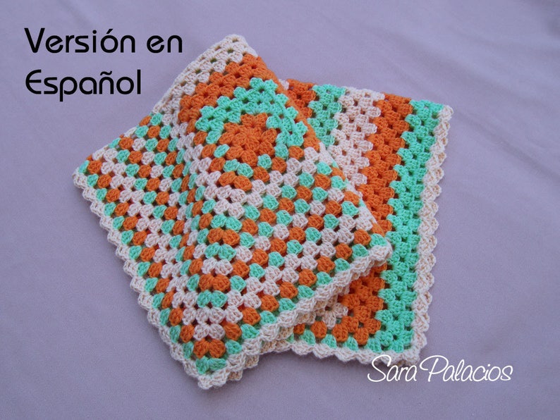 PDF Crochet Pattern. Asymmetrical granny square. Spanish Version image 1