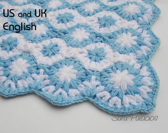 Crochet Baby Blanket Pattern. "Stars on the sea" Puff stitch