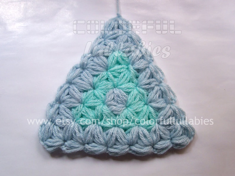 Jasmine stitch Triangle Crochet Pattern. Puff stitch crochet pattern. Afghan block image 2