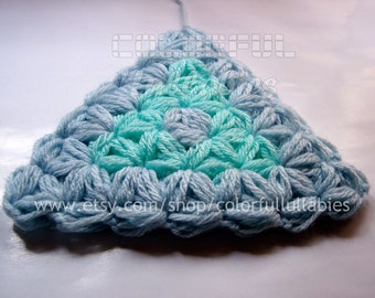 Jasmine stitch Triangle Crochet Pattern. Puff stitch crochet pattern. Afghan block