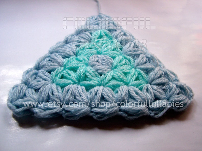 Jasmine stitch Triangle Crochet Pattern. Puff stitch crochet pattern. Afghan block image 1