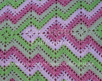 Crochet square and ripple blanket pattern. Crochet baby afghan, Crochet blanket for baby. Easy crochet pattern for babies