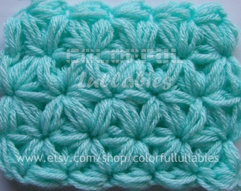 Puff 6-Petal Jasmine Stitch No 3. Pdf crochet pattern. Working in rows.
