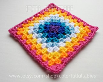 Half Double Crochet Granny Square chart. Pattern No 6 of the collection of Basic Crochet Shapes, Granny Square pattern, crochet chart