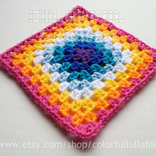 Half Double Crochet Granny Square chart. Pattern No 6 of the collection of Basic Crochet Shapes, Granny Square pattern, crochet chart