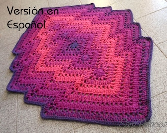 Crochet Bargello Rug, SPANISH VERSION Crochet Pattern. Bargello rug pattern. Crochet ombre rug. Crochet gradient rug. Activities carpet.