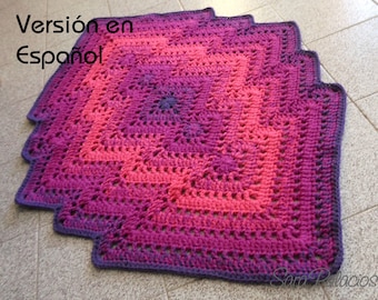 Crochet Bargello Rug, SPANISH VERSION Crochet Pattern. Bargello rug pattern. Crochet ombre rug. Crochet gradient rug. Activities carpet.