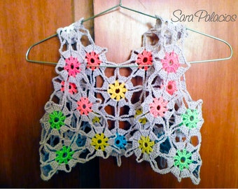 Multicolor bolero crochet Pattern. Flower granny square bolero pattern. Girl bolero, crochet flower shrug pattern, Continuous Joining