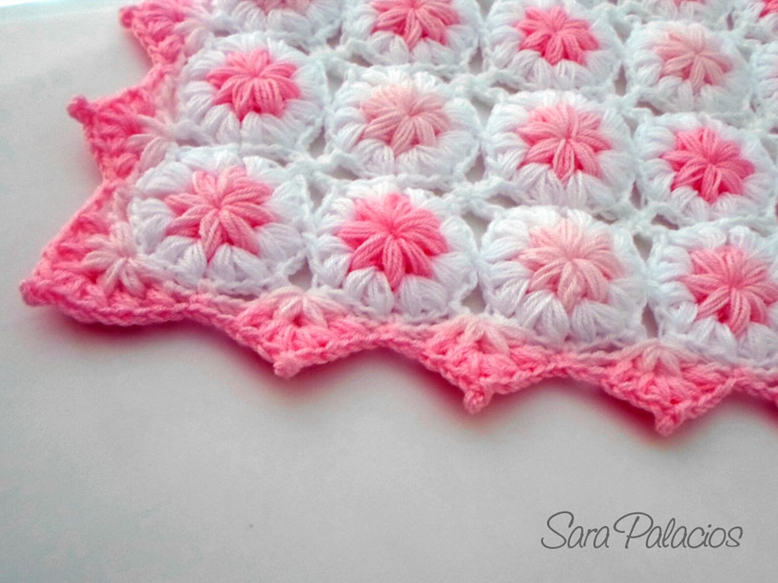 Crochet Baby Blanket Pattern. flowers in the Clouds Puff Flower Blanket