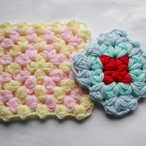 Puff granny square Crochet Pattern. Afghan block image 2