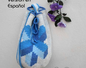 Crochet Bag Pattern, SPANISH VERSION, Tapestry Crochet Isometric Cubes No. 1. Optical Illusion Crochet Pattern. 3D illusion stacked cubes