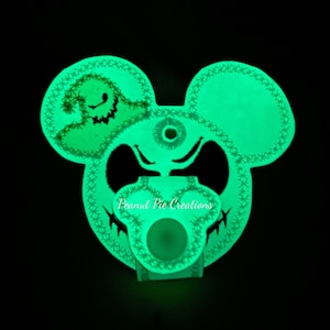 Glow in the dark skeleton mouse ear holder - Boogie - nightmare ear buddy - backpack - park accessory - party - boo - bash
