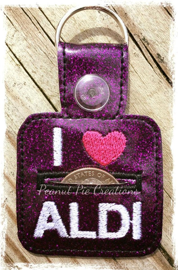 I Heart Aldi Snap Tab Key Fob Shopping Cart Quarter Holder Etsy