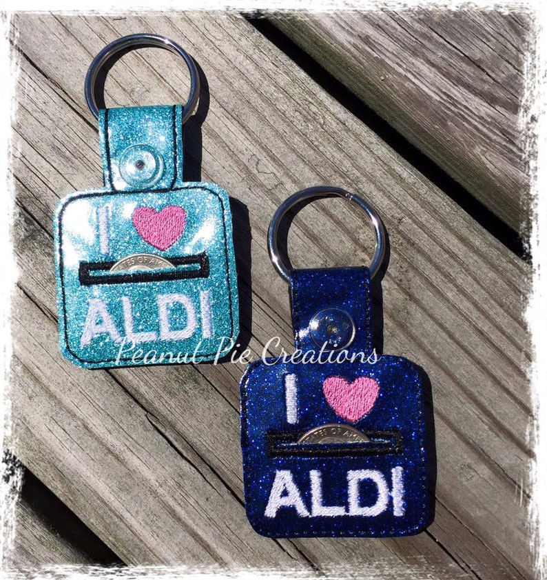 I Heart Aldi Snap Tab Key Fob Shopping Cart Quarter Holder Etsy