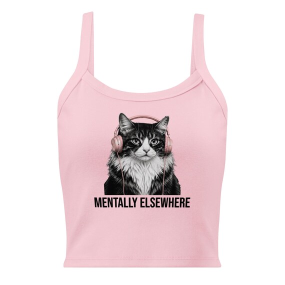 Mentally Elsewhere Cat Tank, Funny Kitty Shirt for Women, Sarcastic Cat Lover Gift