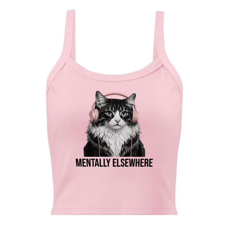 Funny Cat Tank Top - "Mentally Elsewhere" Summer Pink Shirt