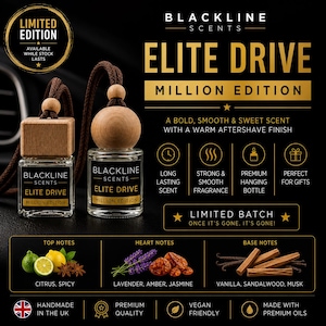 Limited Edition Car Air Freshener | Strong Sweet Aftershave Style Scent | Long Lasting Car Diffuser | Hanging Bottle UK
