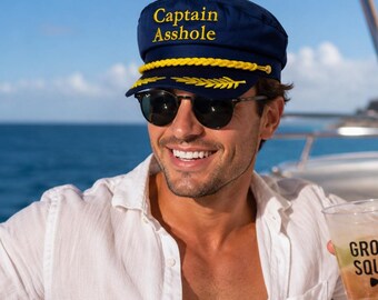 Kapitän Asshole Hat, Lustiger Junggesellenabschied Hut, Groomsman Hut, Bräutigam Squad Cap, Junggesellenabschied Accessorie, Tequila Partyhut,Yacht Party Cap