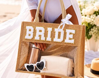 Personalisierte Brauttasche + Kosmetiktasche, Brautjungfer Tote, Brauttasche nach Maß, Mrs Beach Tote, Brautjungfer Geschenke
