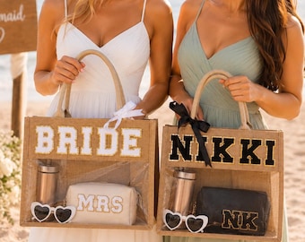 Brautjungfer Tragetasche, Braut Tragetasche, personalisiertes Brautjungfer Geschenk, Braut Tote, Frau Tragetasche, Brautdusche Geschenk