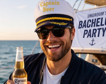 Kapitän Bierhut, Benutzerdefinierte Kapitänhut, Groomsmen Hüte, Junggesellenabschied Hüte, Bier-Liebhaber Geschenk, Yacht Partyhut, Bräutigam Kader Kappen