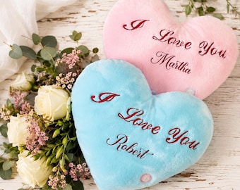 Personalisiertes Herzkissen, Ich liebe dich Geschenk, Namenskissen, Valentinstagsgeschenk für sie, Romantisches Jubiläumsgeschenk, Geschenk für Freund