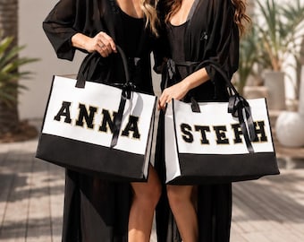 Personalisierte Tragetasche, individuelle Strandtasche, Brautpartygeschenke, Brautjungfer Totes, Bachelorette Gefälligkeiten, Totes mit Namen