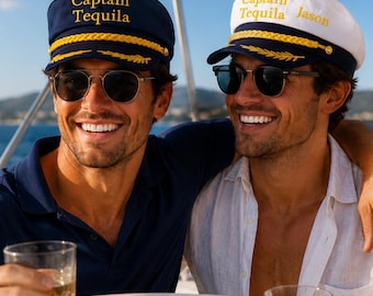 Personalisierter Kapitänshut für Junggesellenabschied, Kapitän Tequila Hut, Groomsmen Partyhüte, lustiges Junggesellenabschiedsgeschenk, Boot Partyhut
