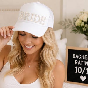 Pearl Bride Trucker Hat, Bride Baseball Cap, Bridal Shower Gift, Bride To Be Hat, Bachelorette Party Hat, Wedding Weekend Cap image 15