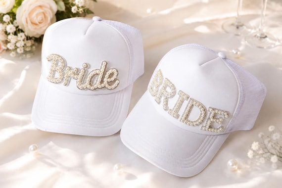 Pearl Bride Trucker Hat, Bride Baseball Cap, Bridal Shower Gift, Bride To Be Hat, Bachelorette Party Hat, Wedding Weekend Cap