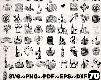 Pakiet SVG z winem i serem, winnica SVG, grafika winiarniana, kieliszek do wina SVG, ser png, pakiet SVG z winem i serem w stylu vintage, butelka wina SVG